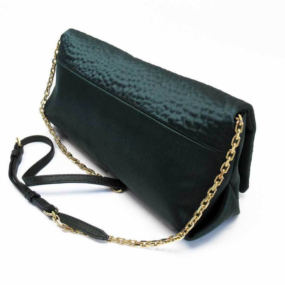 Burberry Chain Shoulder Bag Party Green Gold Satin Rhinestones - Picture 3 of 3